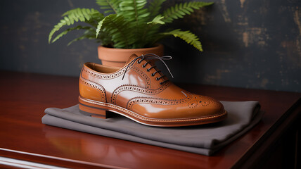 Elegant Brown Leather Brogue Oxford Shoe