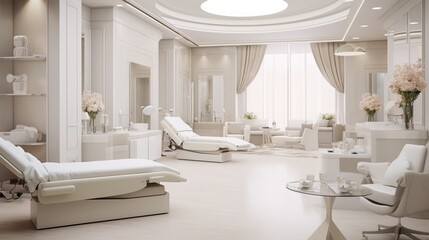 Dermatology and beauty clinic treatment Interior decoration for VIP customers by expert dermatologists. Beauty salon, spa, massage with equipment to to help relax, physiotherapy, relaxing massage.