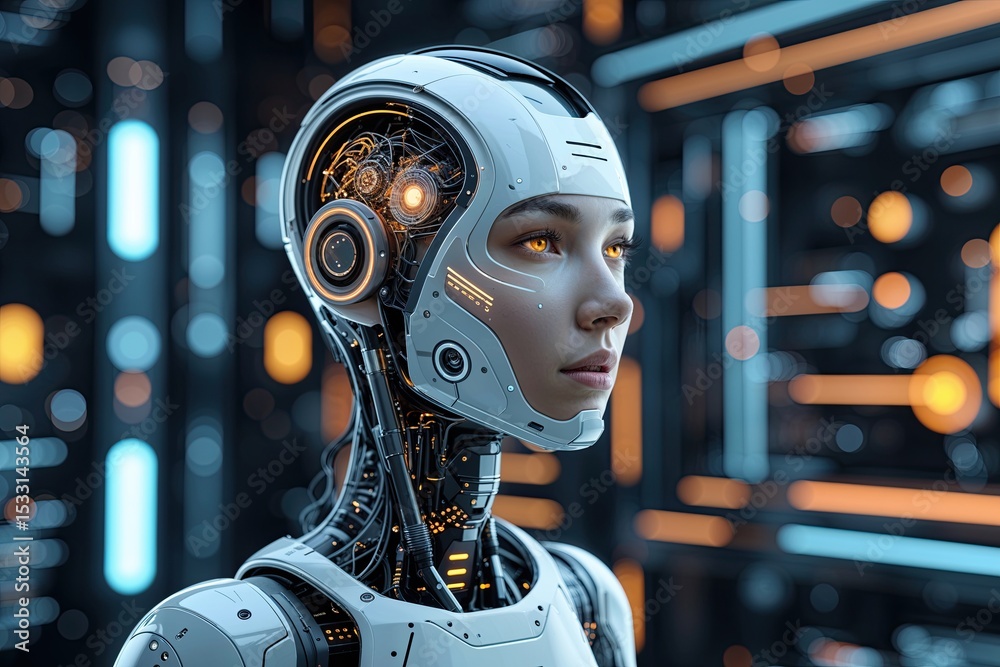 Poster advanced technology for futuristic autonomous cognition visualization in abstract design