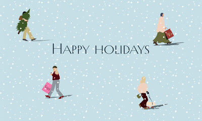 people walking, shopping on holidays