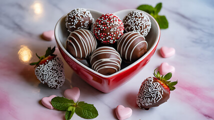 Valentine's Day Chocolate-Covered Strawberries and Truffles