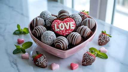 Valentine's Day Chocolate-Covered Strawberries and Truffles