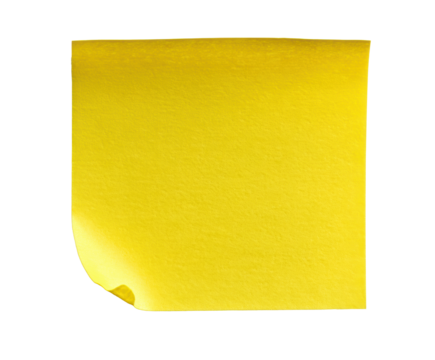 Bright yellow sticky note for reminders and notes