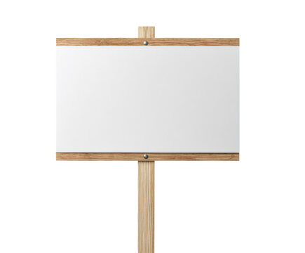 Blank sign on wooden post for advertising or announcements