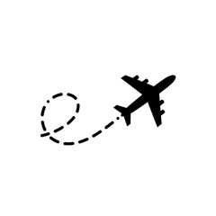 Airplane flying with dotted trail vector icon