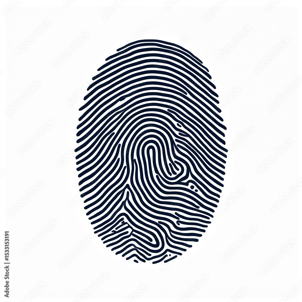 Poster stylized fingerprint illustration white background. ideal security, identity themes. symbol of biome