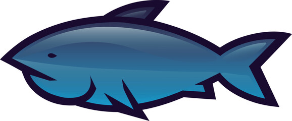 Obraz premium BLUE FISH IN BRIGHT DEGRADED TONES WITH THICK CONTOUR