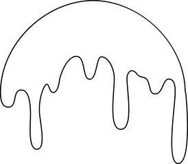 Outline of a liquid surface with droplets falling.