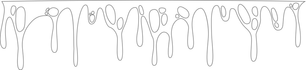 Dripping liquid mass with open spaces creating holes.