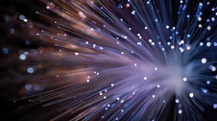 Close-Up of Optical Fiber Bundle Emitting Vivid Light Effects