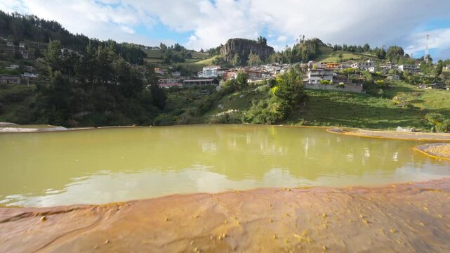 Geological landscape at salt mines of Salinas de Guaranda. Traditional salt extraction and cultural heritage in Bolivar province, Ecuador