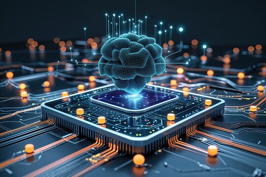 Modern Technology Visualization: Three-Dimensional Render of Intelligent Networks and Circuits