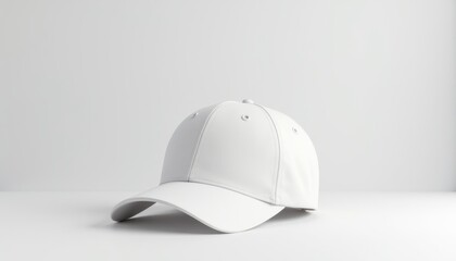 Fototapeta premium White Baseball Cap on Plain Background. Mockup template for design print.