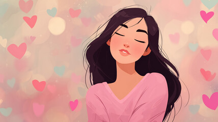 Embracing unconditional self love in a pastel dreamscape