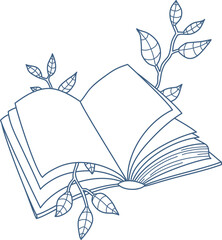 Open Book with Leaves Sketch