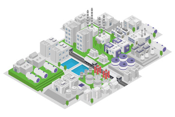 Hydroelectric power station isometric