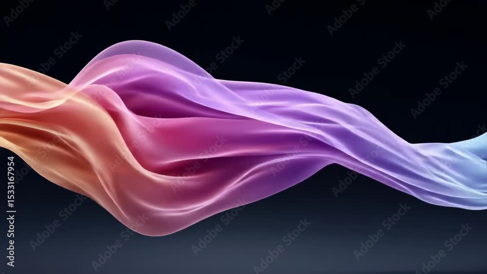 Poster smooth flowing abstract colorful waves of transparent fabric or flowing liquid. dynamic gradient mot