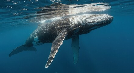 Whale swimming underwater