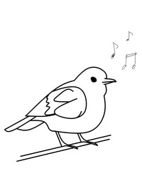bird singing on a branch coloring pages 