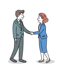 Business Partnership Cartoon: Professional Handshake Illustration