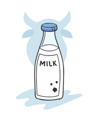  Cute Cartoon Milk Bottle Illustration with Blue Cap