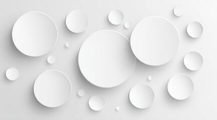 Abstract background of overlapping white circles with subtle shadowing, creating a three-dimensional effect on a light gray canvas