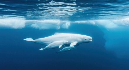 Fototapeta premium White whale swimming underwater