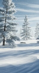 Fototapeta premium Winter landscape with snow covered trees