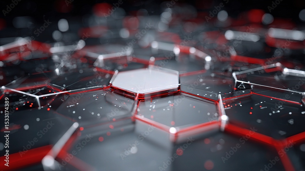 Poster high-tech geometric connection system in 3d animation style