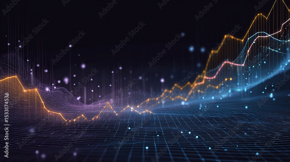 Poster modern 2d vector business background with dynamic data visualization