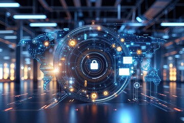 Fototapeta premium Advanced Intelligent Automation and Innovative Technology Insights in a Virtual Environment