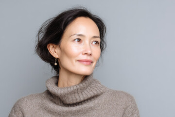 portrait of interviewer with focused expression positioned on left side of frame