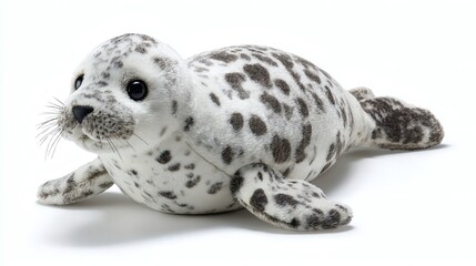 Obraz premium Adorable seal plush toy with realistic features. A cuddly companion for children and adults. Perfect for sea animal enthusiasts and collectors.