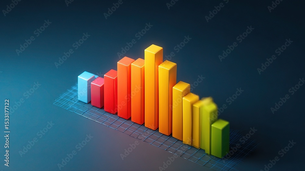 Poster dynamic bar graph illustrating steep data drops on standard scale