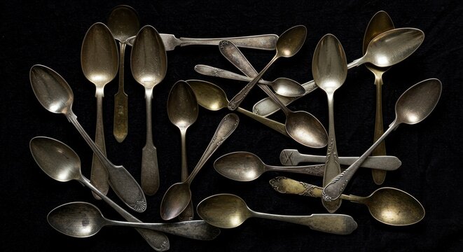 Metallic spoons abstract composition