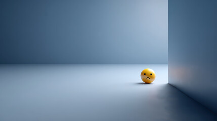A single yellow crying emoji before a blue background