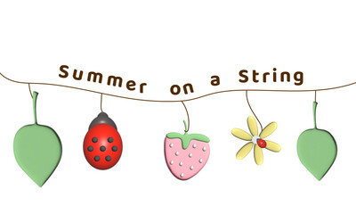Vector Garland with 3D-Style Summer Elements