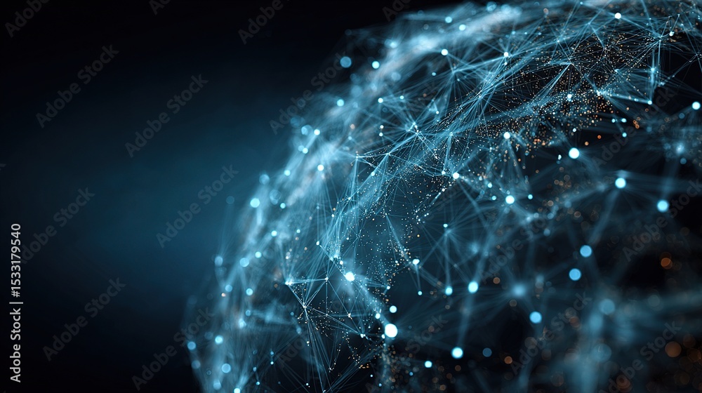 Poster digital planet mesh concept visualizing data in spherical format