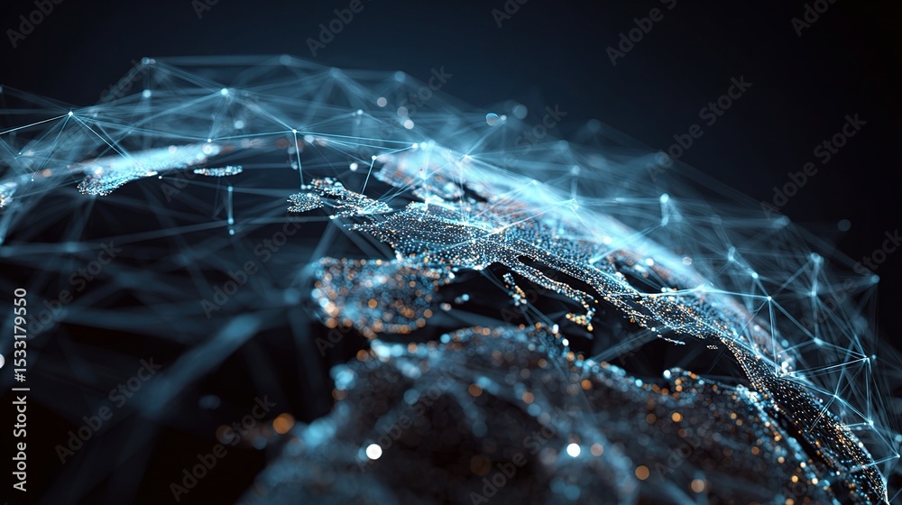 Poster Digital Network Connection Structure with Data Visualizations