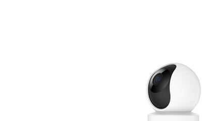White security camera, isolated on copy-space background.