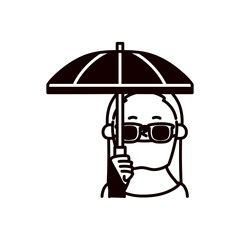 日焼け対策をする人物イラスト