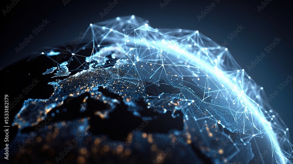 Poster digital network structure and connection with globally distributed nodes