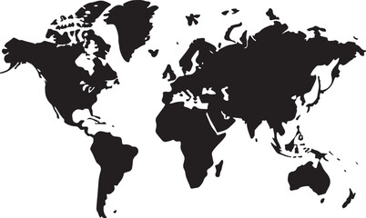 Obraz premium Black and white vector illustration of a simplified world map for design concepts