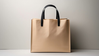 Elegant Beige Tote Bag with Black Handles