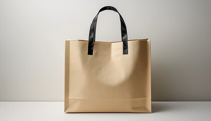 Elegant Beige Tote Bag with Black Handles