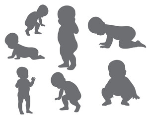 Children illustration silhouette for baby shower, gender reveal party. Stencil templates for design, cutting, sublimation printing