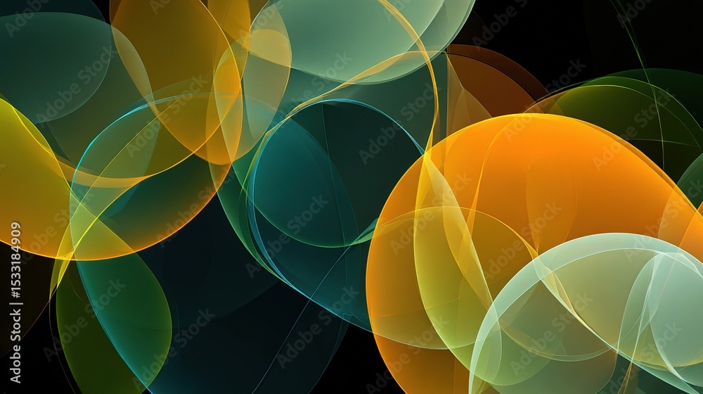 Poster abstract overlapping circles pattern with colorful blends and shapes