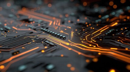 Abstract Circuit Board Design Emphasizing Digital Technology Elements