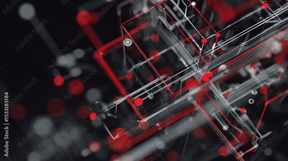 Poster high-tech 3d animated geometry connection system visualization