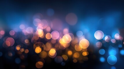 Abstract Blue Background with Blurred Glowing Circles and Lights